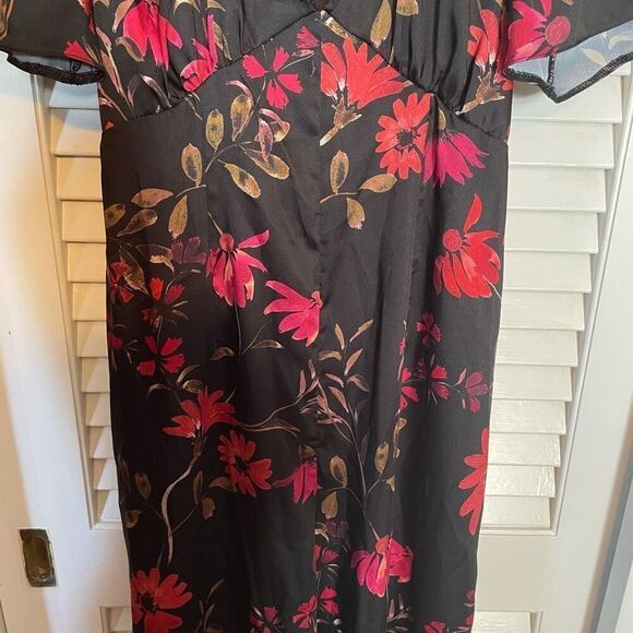 ASOS | floral red black open back jumpsuit size 10 - Picture 3 of 14